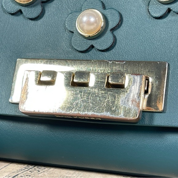 ZAC Zac Posen Eartha Iconic Mini Chain LEATHER floral purse - Picture 9 of 15